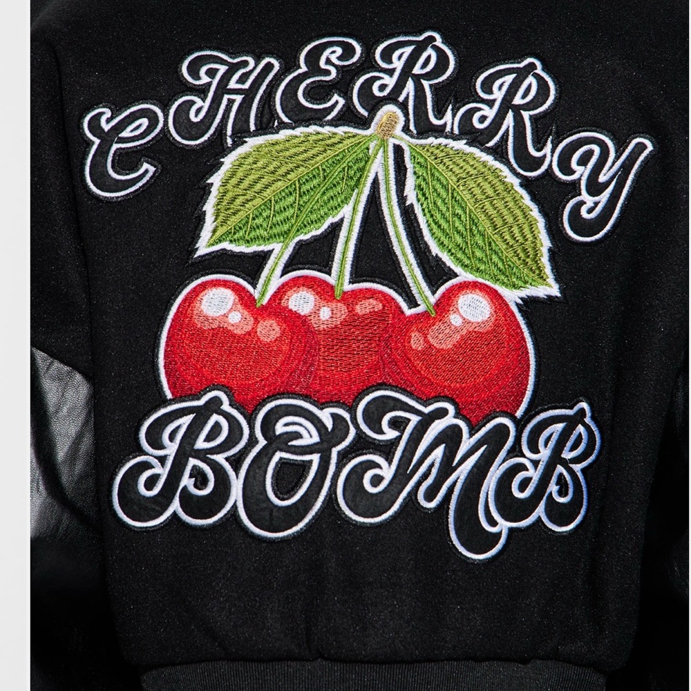 Fashion Nova Black Bomber Jacket with Red Accents - Picture 4 of 4
